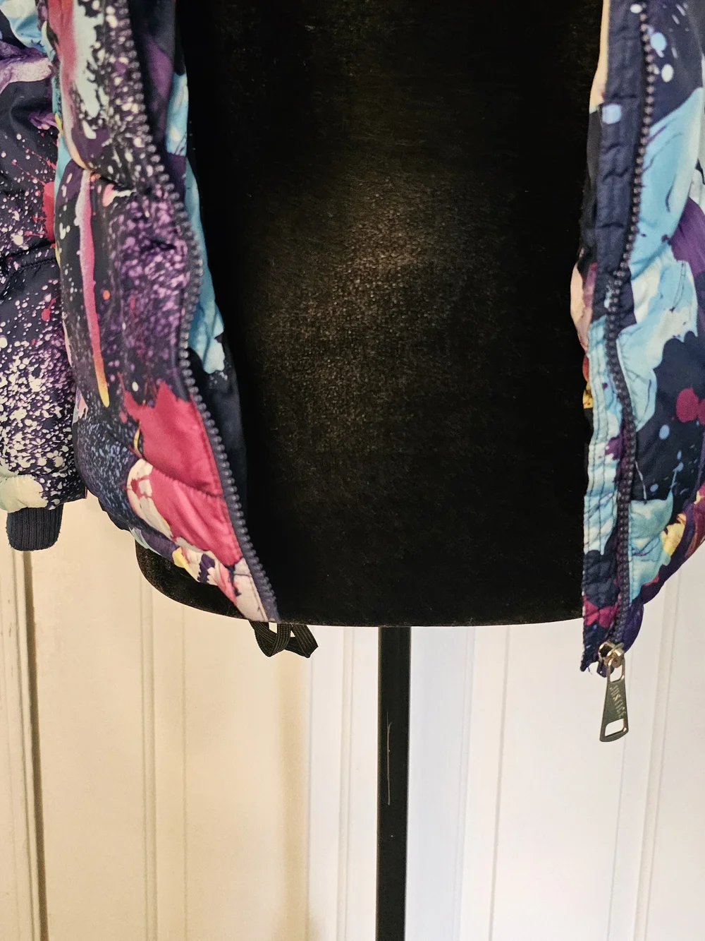 Justice Colorful Abstract Print Puffer Jacket - Multicolor Size M